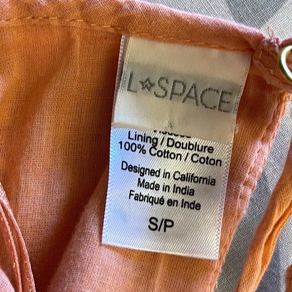L*Space Ciara Boho Jumpsuit Peach Eyelet Sleeveless Lace Up Back V-Neck Small - Picture 8 of 8